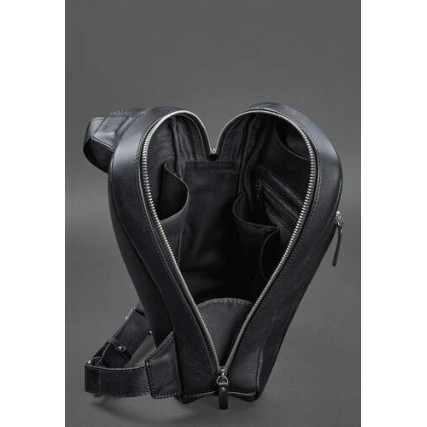 Кожаный рюкзак (сумка-слинг) на одно плечо синий BN-BAG-42-navy-blue – Фото 4