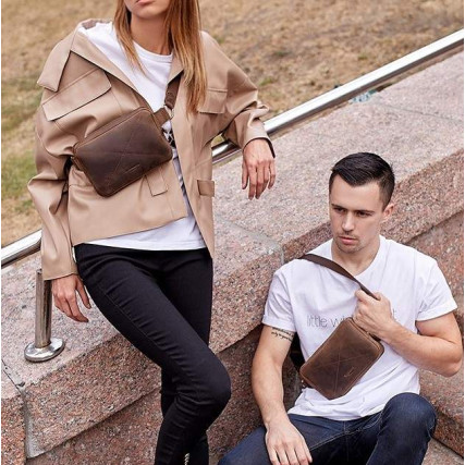 Кожаная поясная сумка Dropbag Mini Blanknote коричневая BN-BAG-6-o – Фото 1