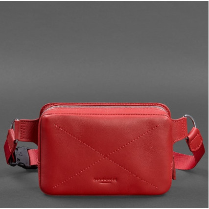 Кожаная поясная сумка Dropbag Mini Blanknote красная BN-BAG-6-red