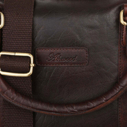 Мужской кожаный портфель Ashwood (Великобритания) коричневый G34 BRANDY – Фото 3