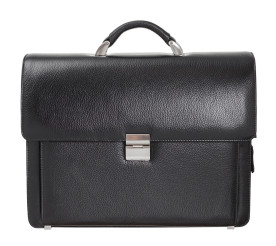 Классический мужской черный кожаный портфель Canpellini 1057-7