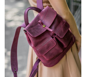 Кожаный рюкзак Level "Бейби Боббер" бордовый