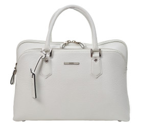 Кожаный белый женский портфель KARYA