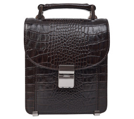 Барсетка кожаная DESISAN 244-19 коричневая кроко