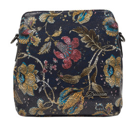 Женская кожаная сумка Desisan 2905-415 синие цветы
