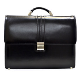 Черный мужской классический кожаный портфель DESISAN 317-1