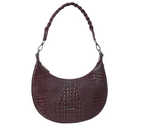 Женская кожаная сумка-багет Desisan 5002-3039 бордовая кроко