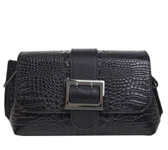 Женская кожаная сумка Desisan черная 7156-1011 под крокодила