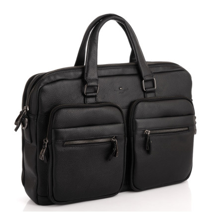 Мужской кожаный портфель Dor Flinger (Германия) черный DF5359-1black – Фото 1