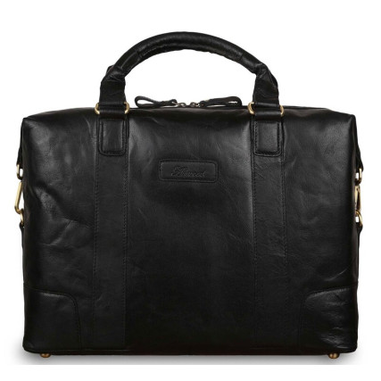 Мужской кожаный портфель Ashwood (Великобритания) черный G34 BLACK – Фото 1