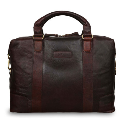 Мужской кожаный портфель Ashwood (Великобритания) коричневый G34 BRANDY – Фото 1