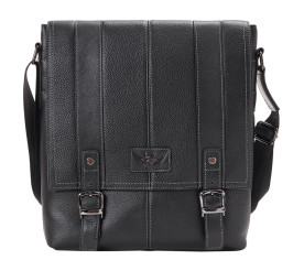 Мужская кожаная черная сумка через плечо Giorgio Ferretti (Италия) GF1458-1Ablack