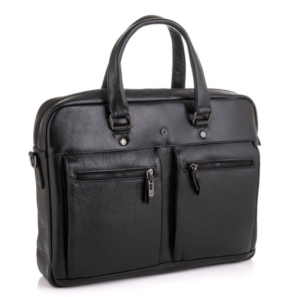 Мужской кожаный черный портфель Giorgio Ferretti (Италия) GF2018852Ablack – Фото 1