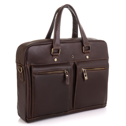 Мужской кожаный портфель Giorgio Ferretti (Италия) коричневый GF2018852Albrown – Фото 1
