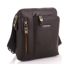 Мужская кожаная сумка через плечо Giorgio Ferretti (Италия) коричневая GF3481Bbrown