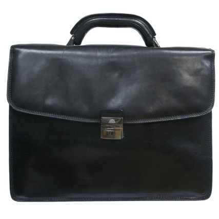 Мужской кожаный черный портфель TONY PEROTTI (Италия) Italico 8008/40 nero – Фото 1