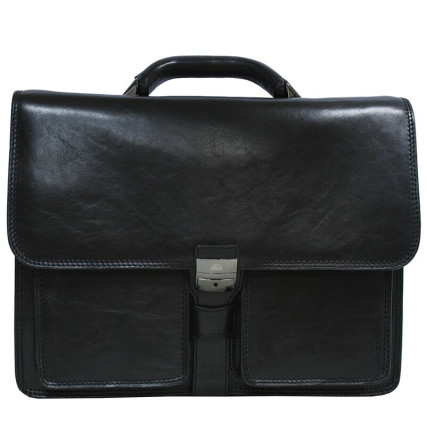 Мужской кожаный черный портфель TONY PEROTTI (Италия) Italico 8013 nero – Фото 1