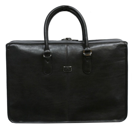 Мужской кожаный черный портфель TONY PEROTTI (Италия) Italico 8098 nero – Фото 1