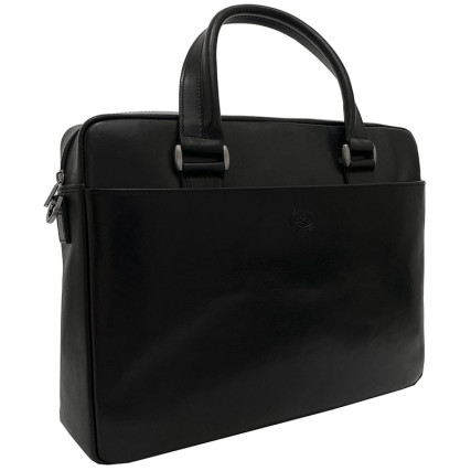 Мужской черный  кожаный портфель TONY PEROTTI (Италия) Italico 9637-38 nero – Фото 1