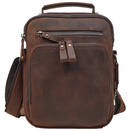 Мужская кожаная винтажная сумка Buffalo Bags коричневая M6014C – Фото 1