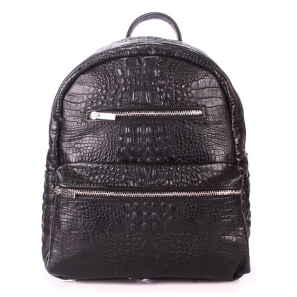 Кожаный рюкзак Poolparty Mini черный mini-bckpck-leather-croco-black – Фото 1