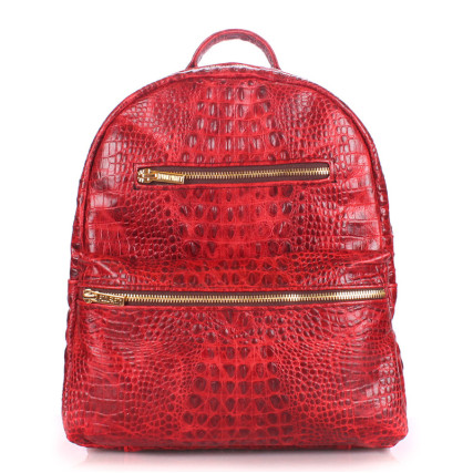 Кожаный рюкзак Poolparty Mini красный mini-bckpck-leather-croco-red – Фото 1