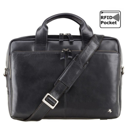 Мужской кожаный портфель Visconti (Великобритания) черный ML30 BLK – Фото 1