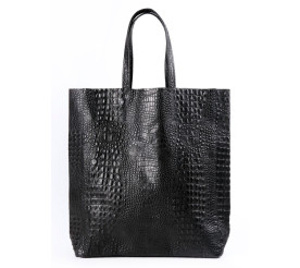 Кожаная сумка POOLPARTY City черная leather-city-croco-black