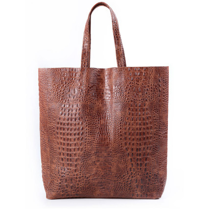 Кожаная сумка POOLPARTY City коричневая leather-city-croco-brown
