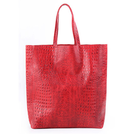 Кожаная сумка POOLPARTY City красная leather-city-croco-red – Фото 1