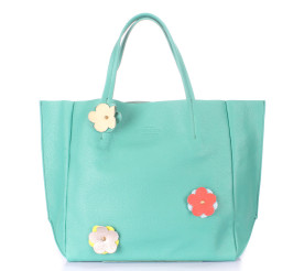 Кожаная сумка POOLPARTY Soho Flower мятная soho-flower-mint