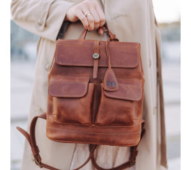 Кожаный рюкзак Level "Бейби Боббер" коричневый