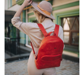 Кожаный рюкзак Level "Луи" красный