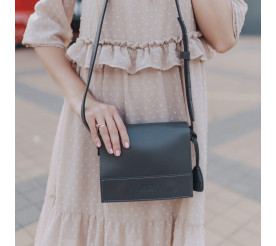 Кожаная сумка Level Винтаж серая