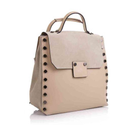 Женский кожаный рюкзак Virginia Conti (Италия) бежевый VC01714beige