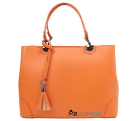 Кожаная женская сумка Virginia Conti (Италия) оранжевая