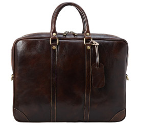 Мужской кожаный гладкий коричневый портфель Virginia Conti (Италия) VCm01293brown