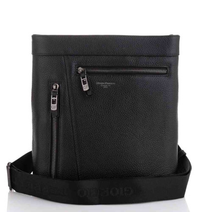 Мужская кожаная сумка через плечо Giorgio Ferretti (Италия) черная GF20183002black – Фото 3