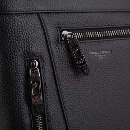 Мужская кожаная сумка через плечо Giorgio Ferretti (Италия) черная GF20183002black – Фото 4