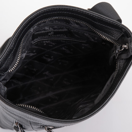 Мужская кожаная сумка через плечо Giorgio Ferretti (Италия) черная GF20183002black – Фото 5