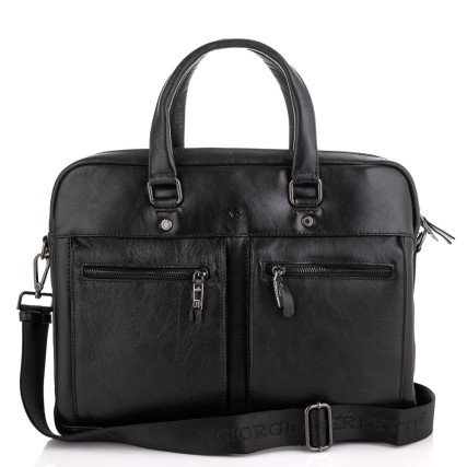 Мужской кожаный черный портфель Giorgio Ferretti (Италия) GF2018852Ablack – Фото 3
