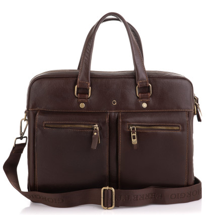 Мужской кожаный портфель Giorgio Ferretti (Италия) коричневый GF2018852Albrown – Фото 3