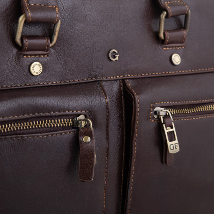 Мужской кожаный портфель Giorgio Ferretti (Италия) коричневый GF2018852Albrown – Фото 4