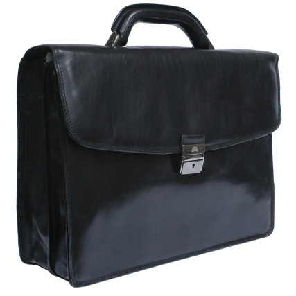Мужской кожаный черный портфель TONY PEROTTI (Италия) Italico 8008/40 nero – Фото 5