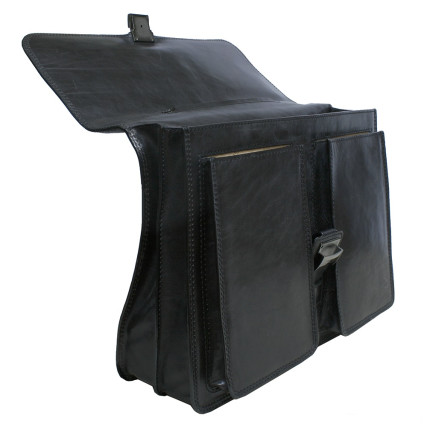 Мужской кожаный черный портфель TONY PEROTTI (Италия) Italico 8013 nero – Фото 4