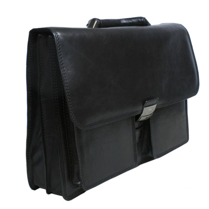 Мужской кожаный черный портфель TONY PEROTTI (Италия) Italico 8013 nero – Фото 6