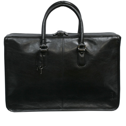 Мужской кожаный черный портфель TONY PEROTTI (Италия) Italico 8098 nero – Фото 2