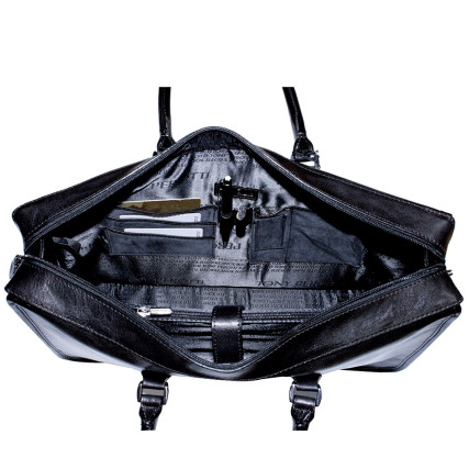 Мужской кожаный черный портфель TONY PEROTTI (Италия) Italico 8098 nero – Фото 4