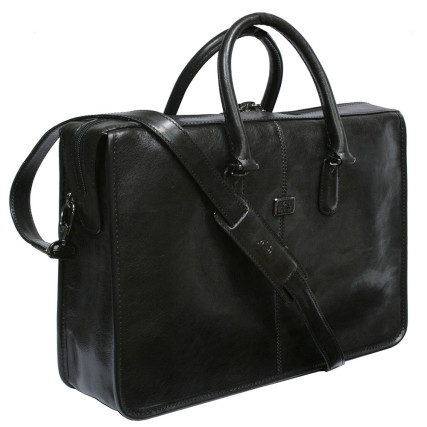 Мужской кожаный черный портфель TONY PEROTTI (Италия) Italico 8098 nero – Фото 5