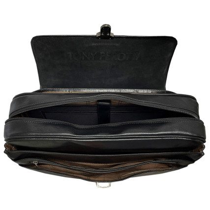 Мужской кожаный черный портфель TONY PEROTTI (Италия) Italico 8361-40 nero – Фото 2